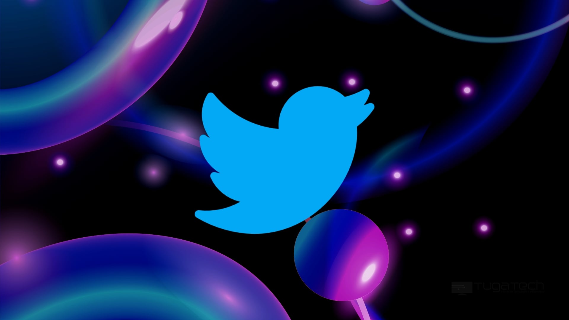 Twitter sobre fundo colorido