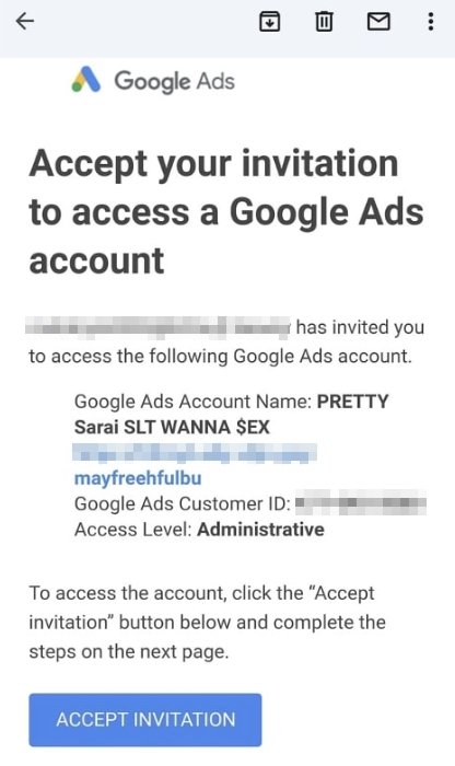 exemplo de email falso de convite do google ads