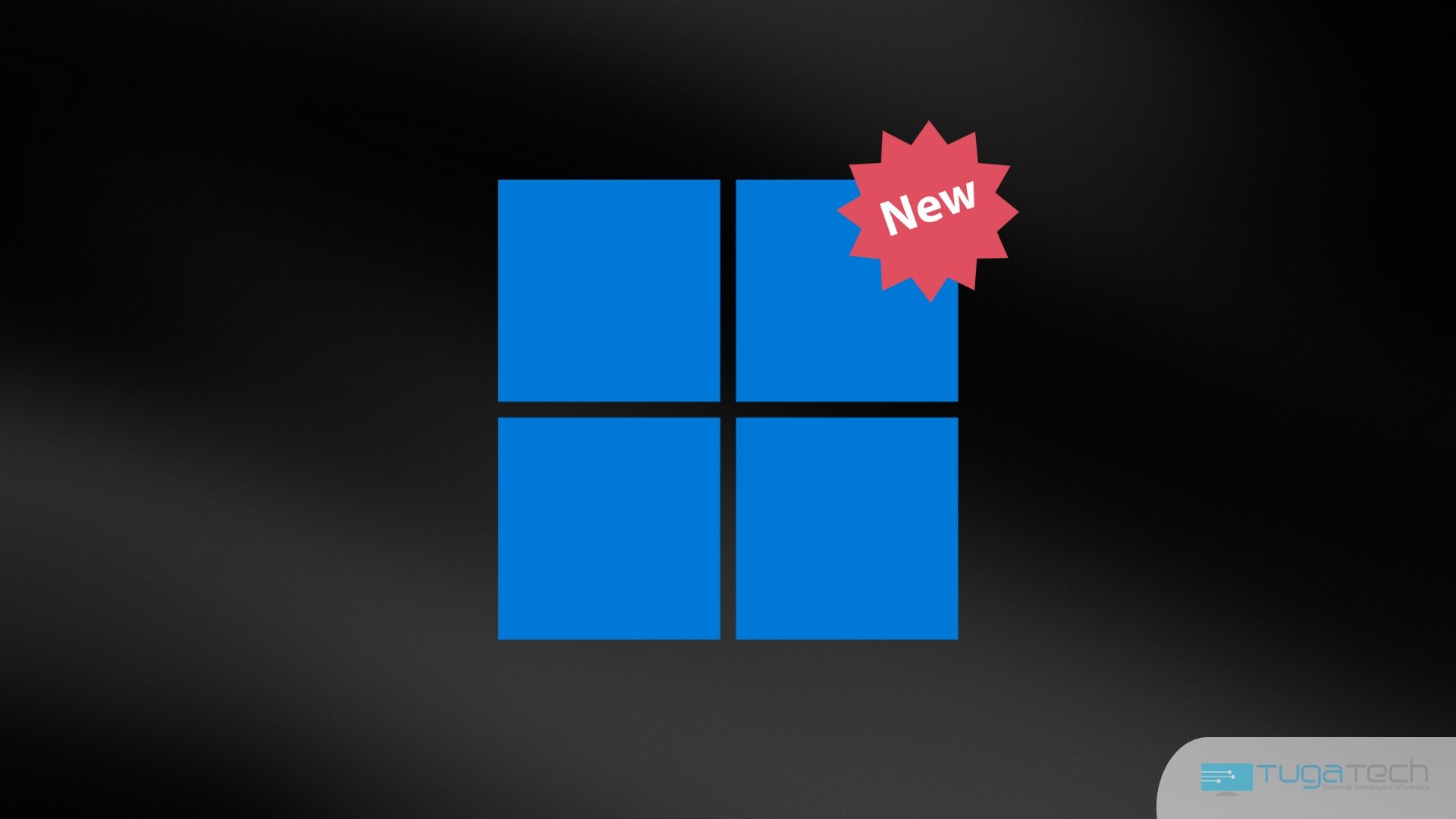 Windows 11 logo sobre badge de novo