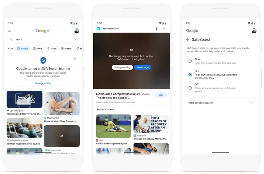 Google pesquisa com imagens esbatidas