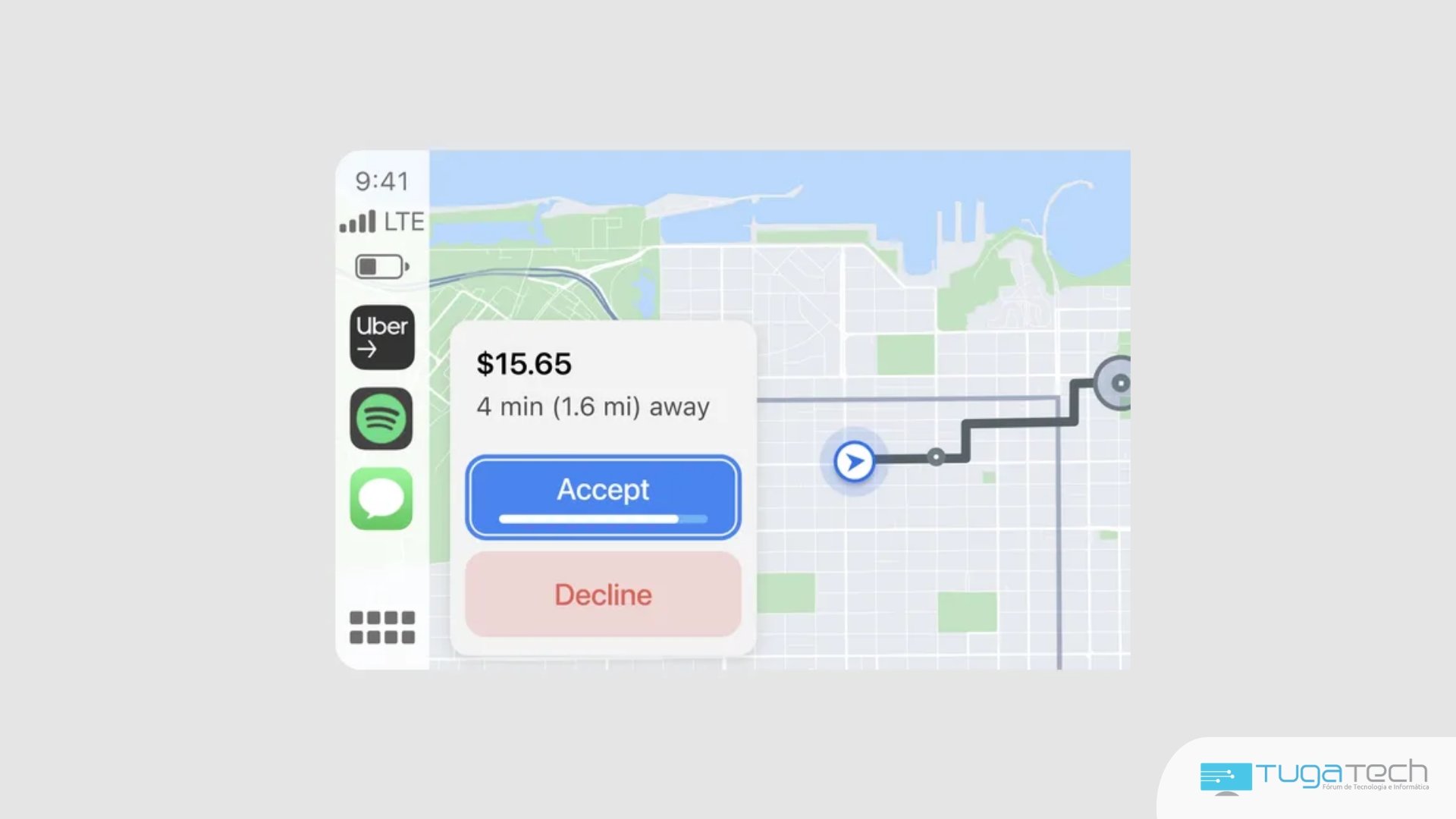 Apple carplay na app da uber