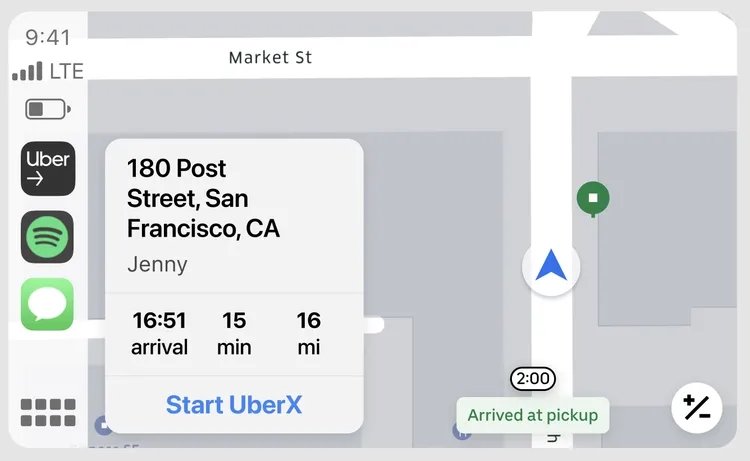 uber com carplay da apple