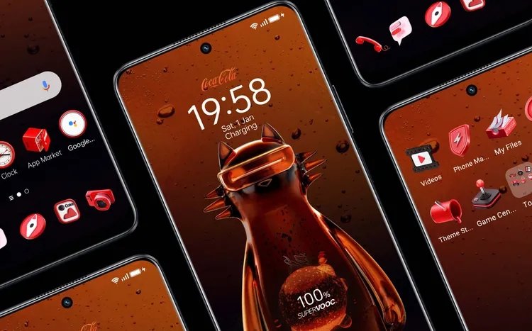 imagem da interface do dispositivo da Realme e da Coca Cola