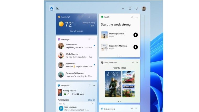 novos widgets do Windows 11