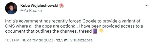 mensagem do leaker sobre alterações do android