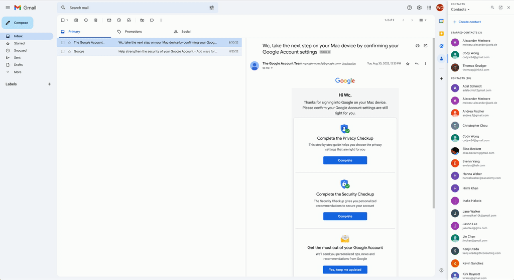 Google Contactos no gmail
