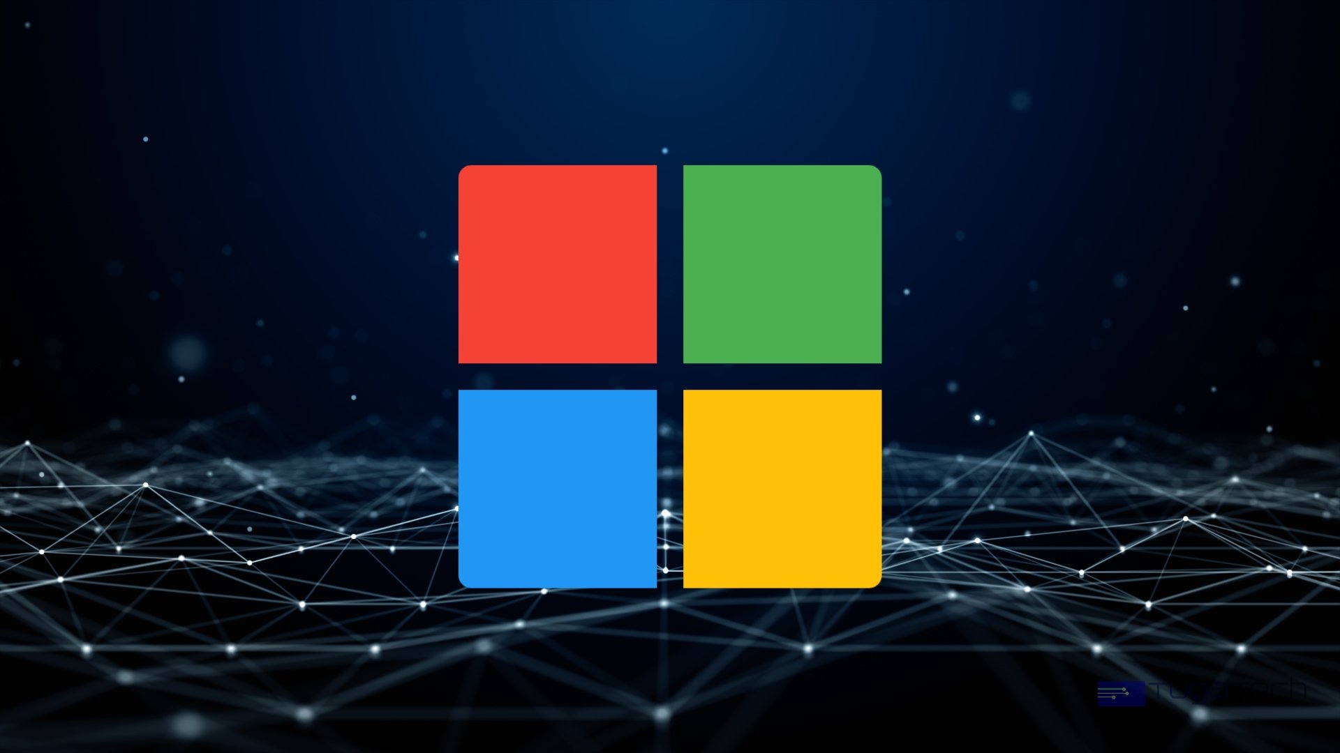 Microsoft logo sobre fundo digital