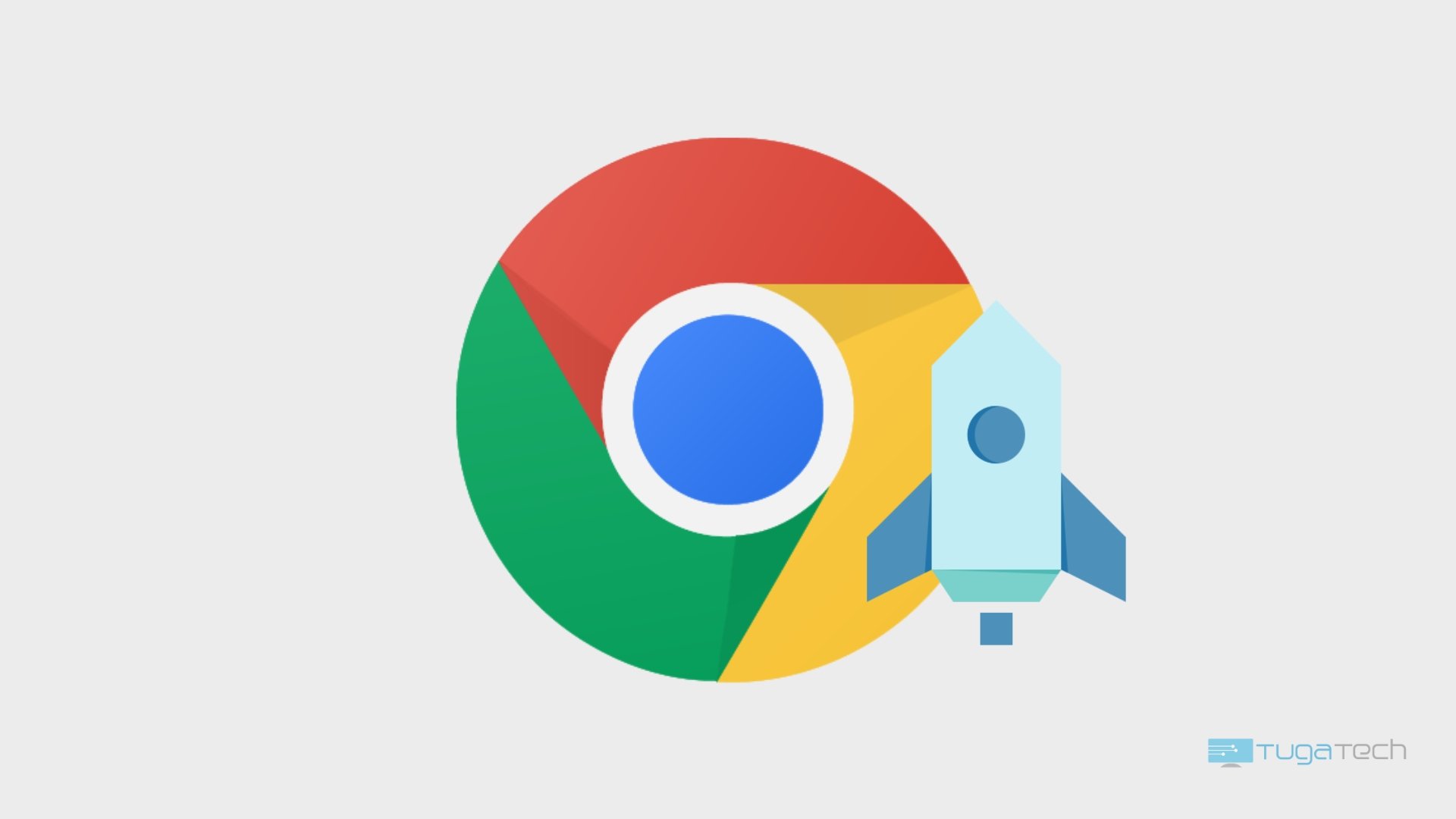 Logo do Chrome com um foguetão