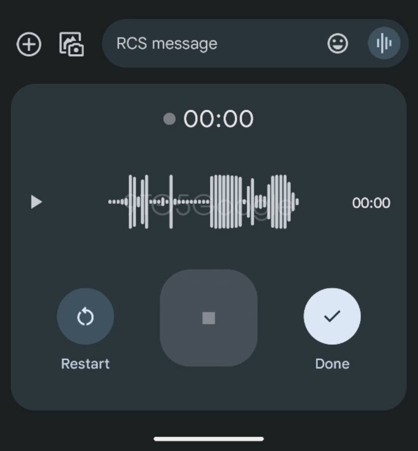 nova interface da gravação de mensagens de voz na aplicação da Google