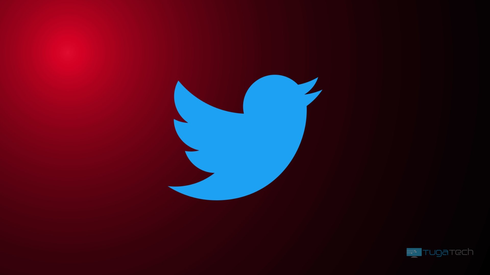 Twitter logo da plataforma sobre fundo vermelho