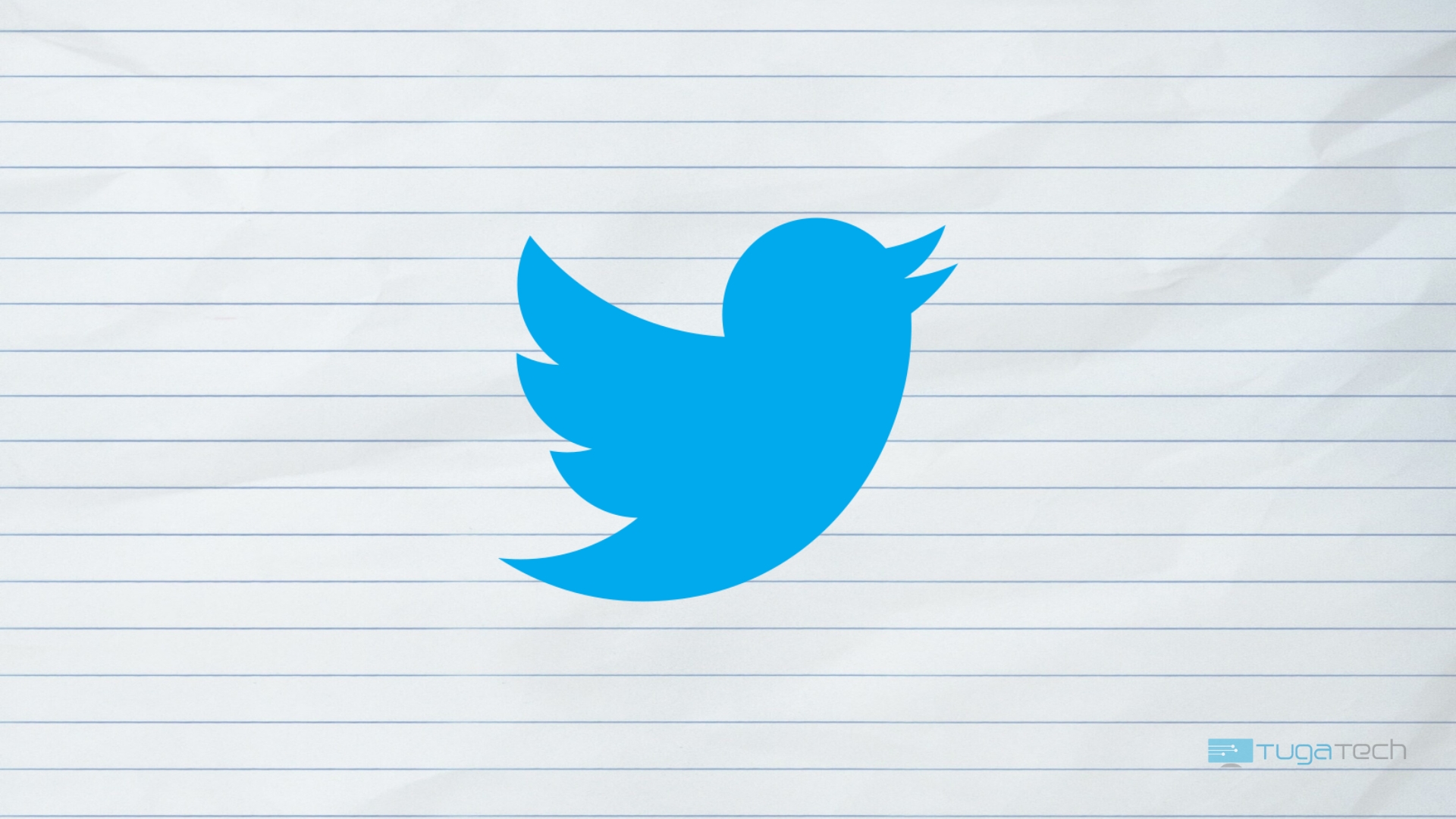 Twitter com fundo de papel e linhas