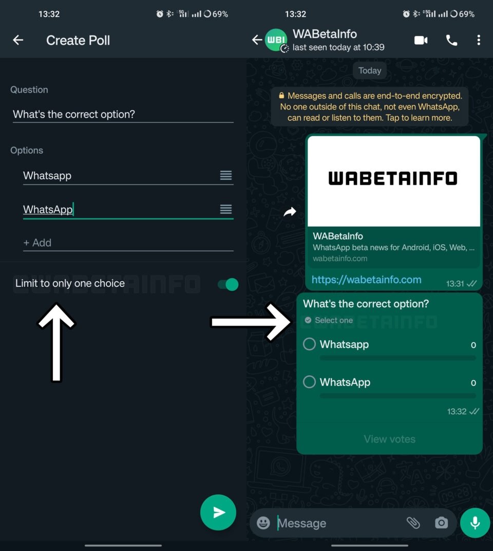 sistema de votação para o WhatsApp em conversas