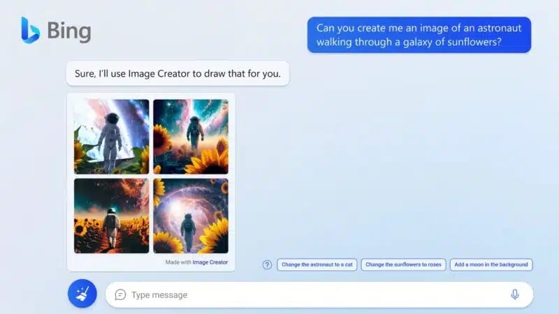 Bing Chat com imagens