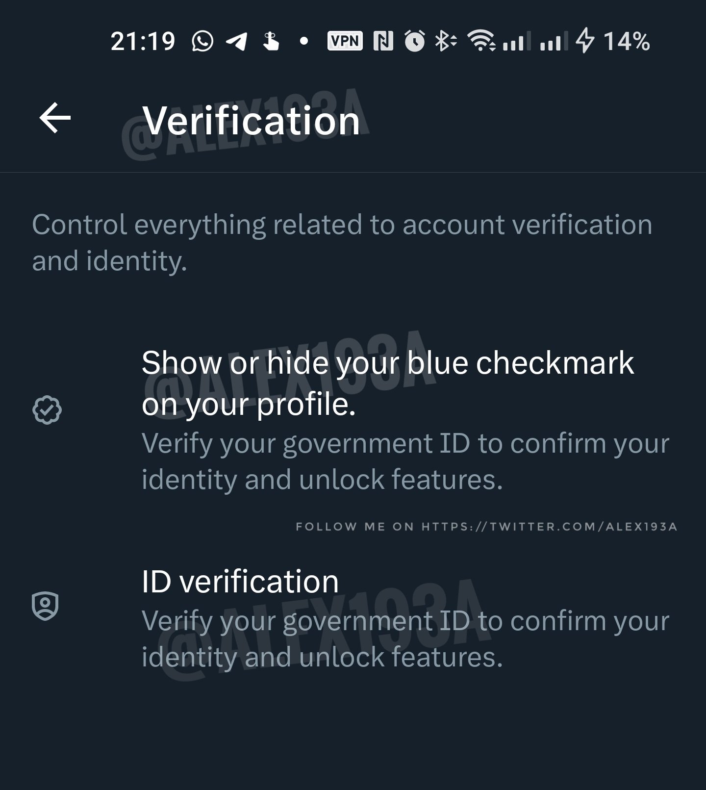 Twitter Blue com opção para esconder sinal de verificado