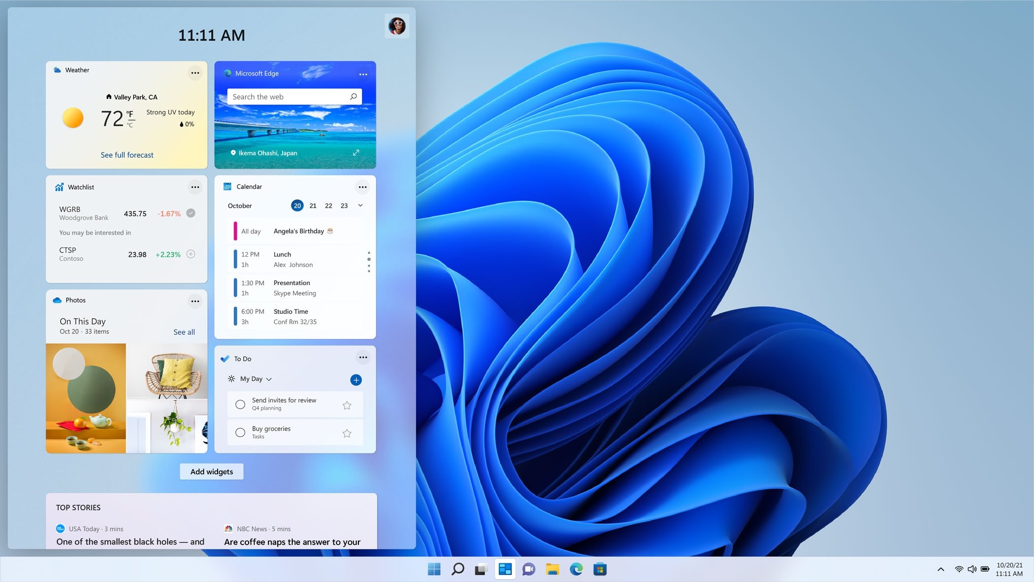 Windows 11 widgets da barra de tarefas