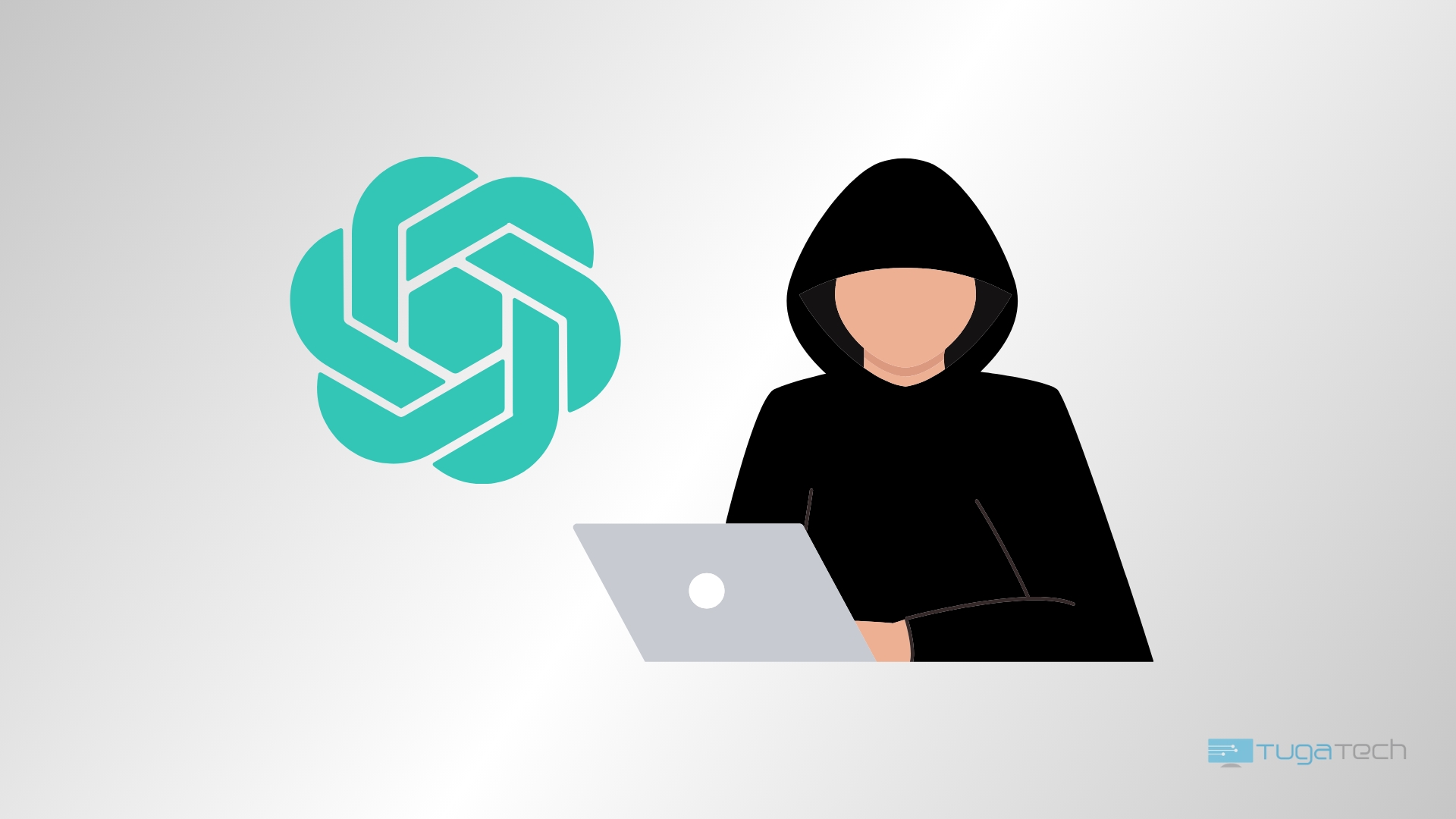 Hacker em frente do logo da OpenAI