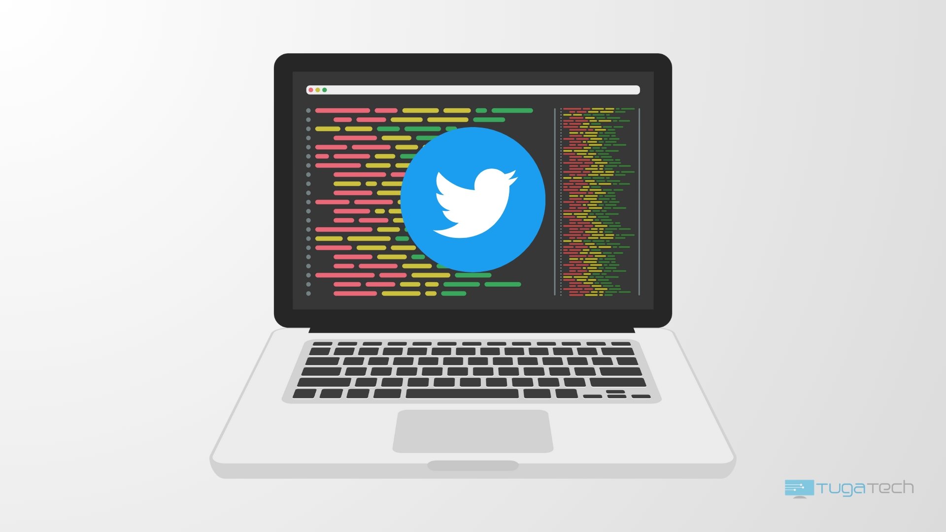 Twitter sobre computador de programação