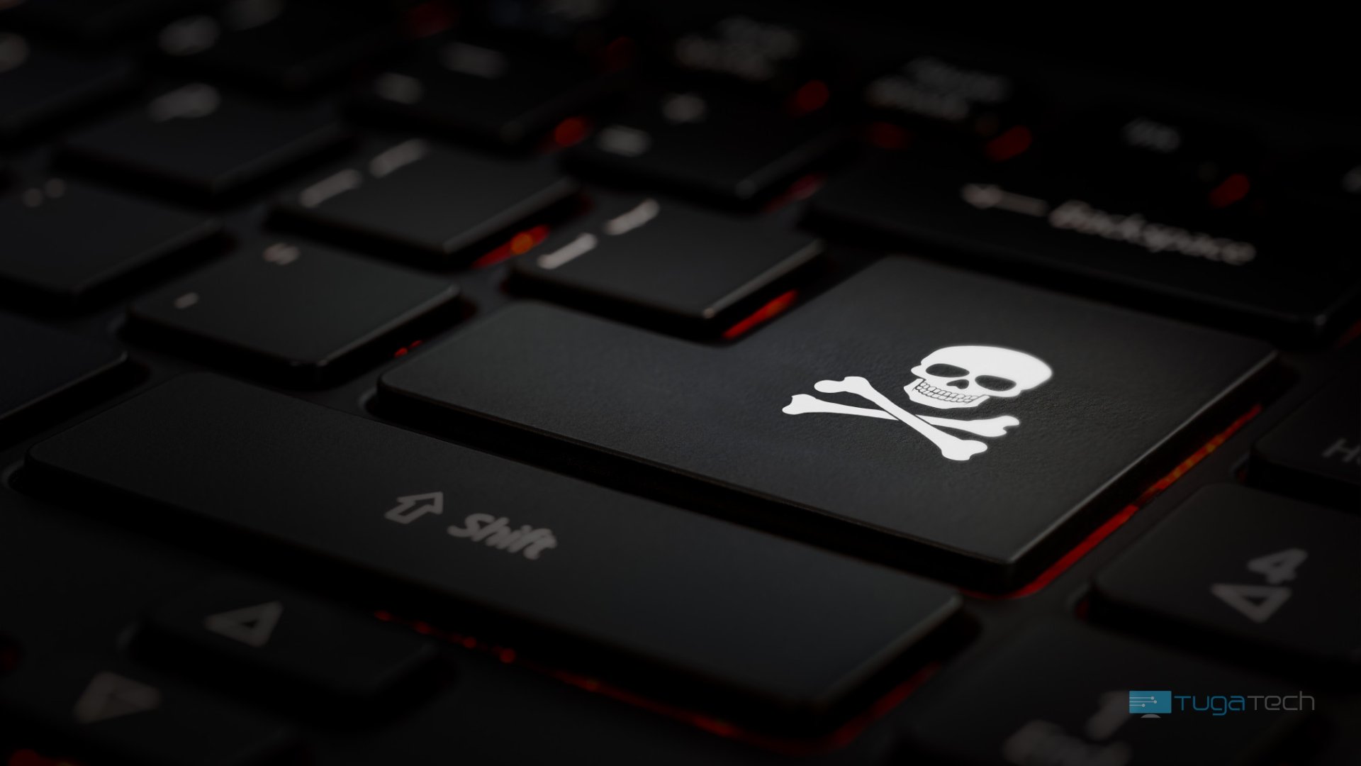 Hacker e pirataria em teclado