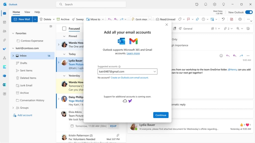 Outlook novo com login do gmail