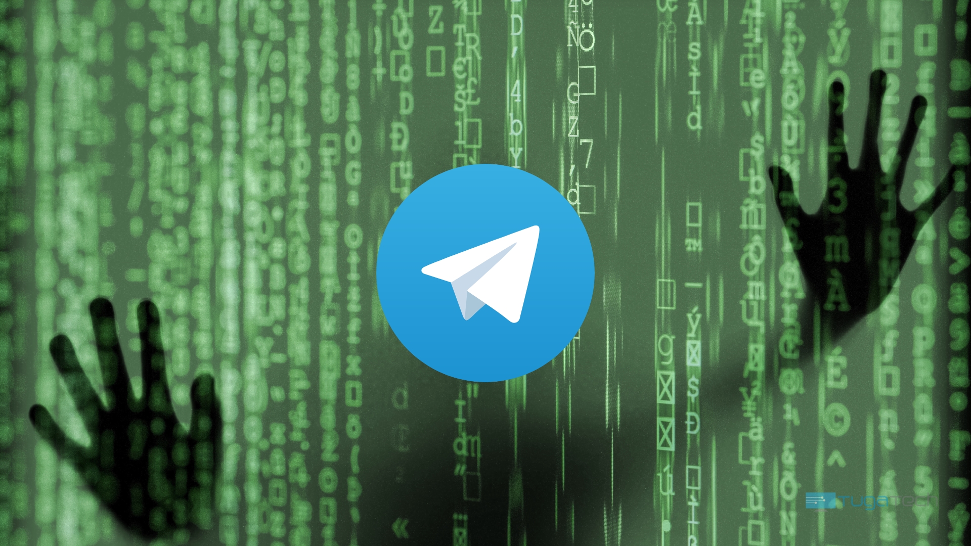 Telegram sobre fundo de hacker
