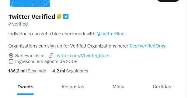 Twitter verificado contas removidas