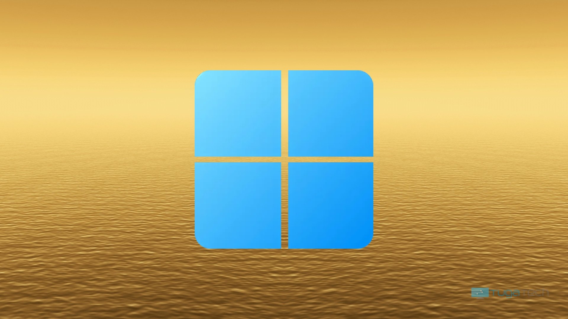 Windows 11 sobre fundo dourado