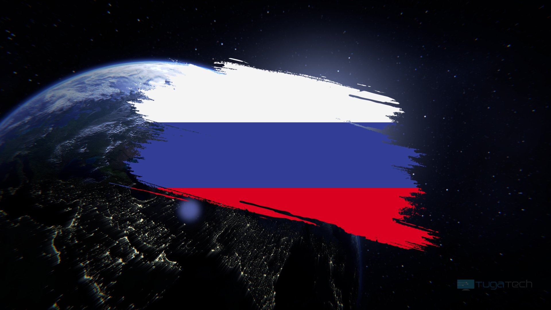 bandeira da Rússia sobre o mundo
