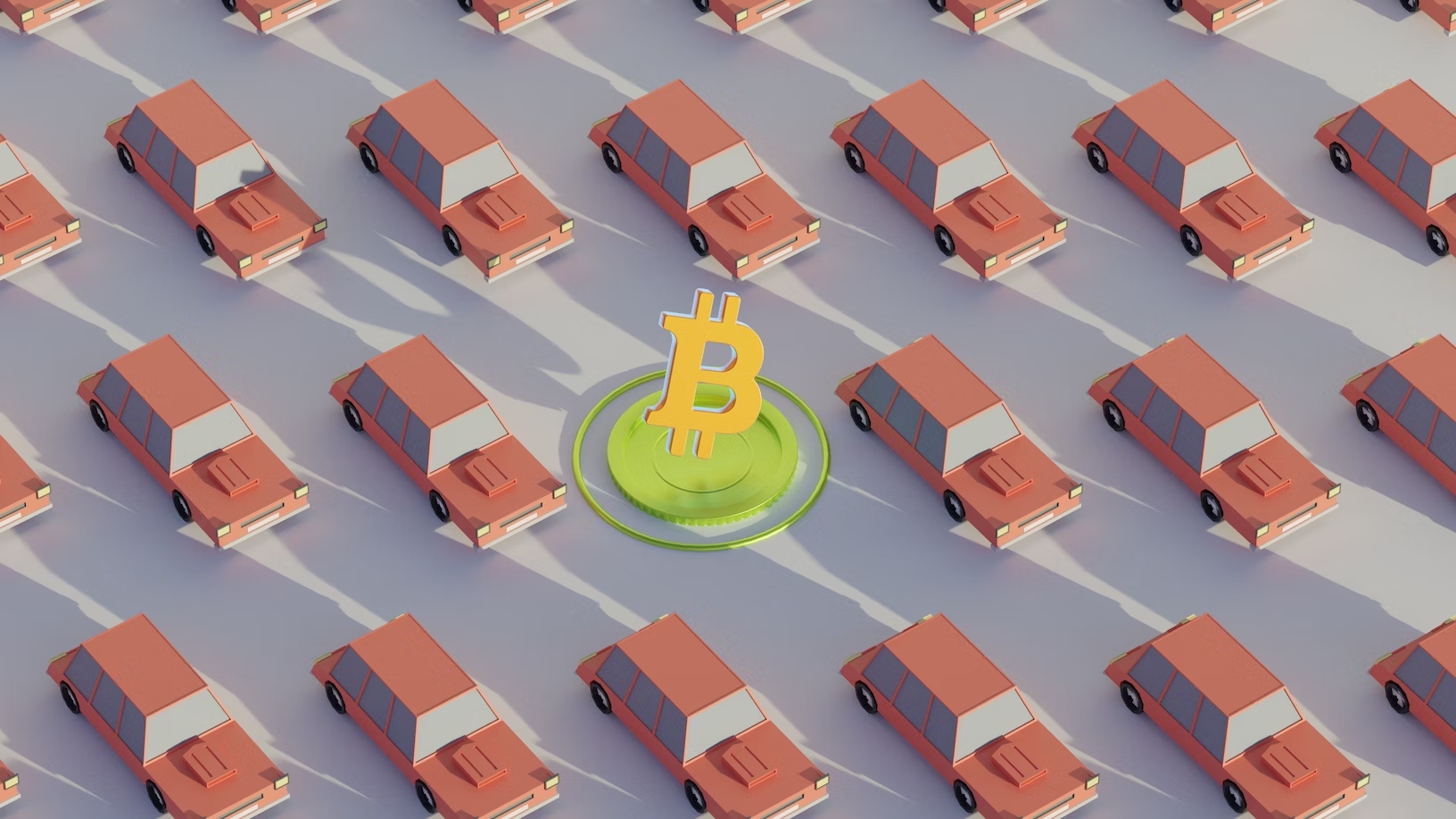 Bitcoin no meio de carros