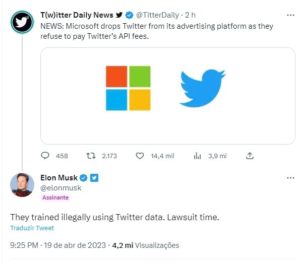 mensagem de resposta de elon musk sobre o caso da Microsoft