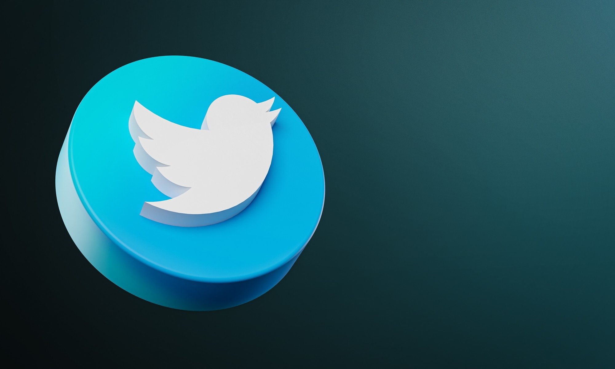 Twitter logo da plataforma em 3D