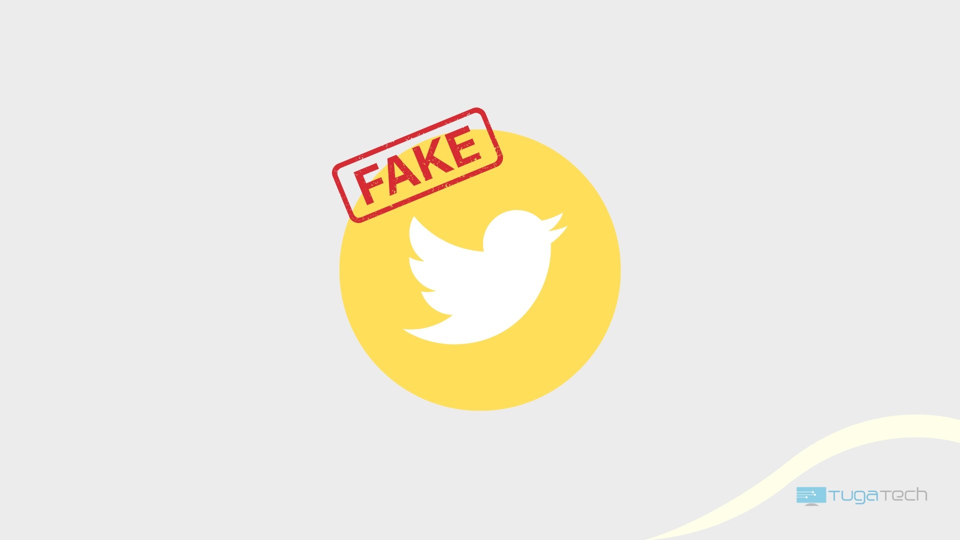Twitter com sinal amarelo de falso
