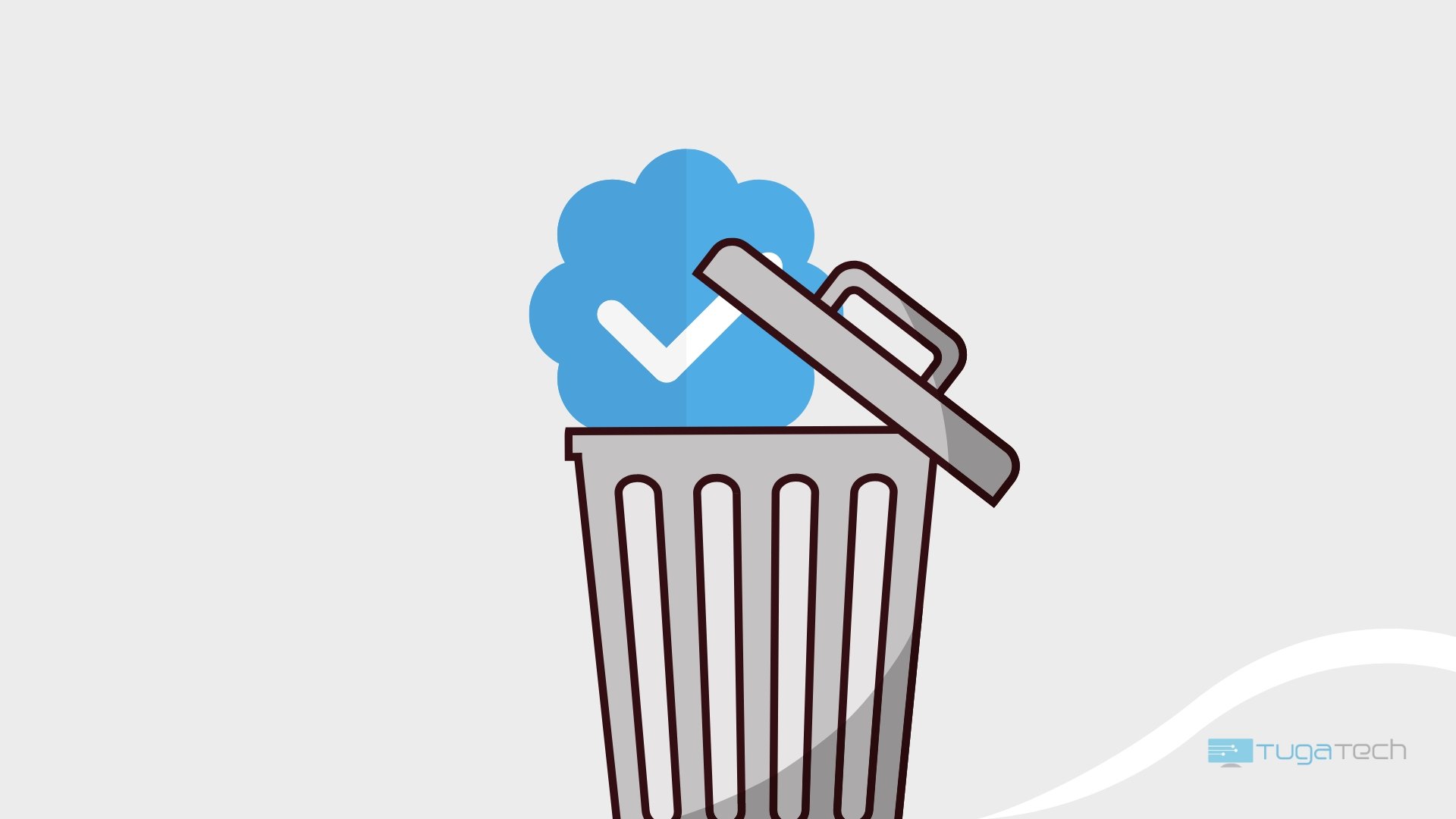 Twitter Blue com sinal de verificação a ir para o lixo