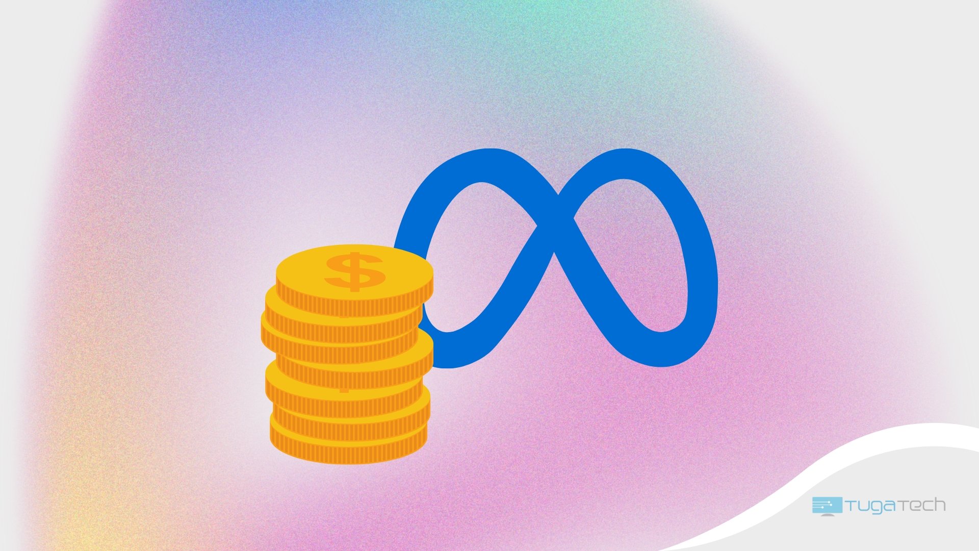 Logo da Meta com moedas de dólar
