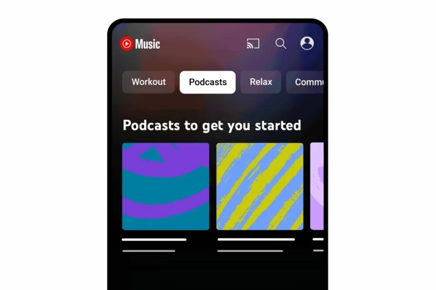 YouTube Music com podcasts