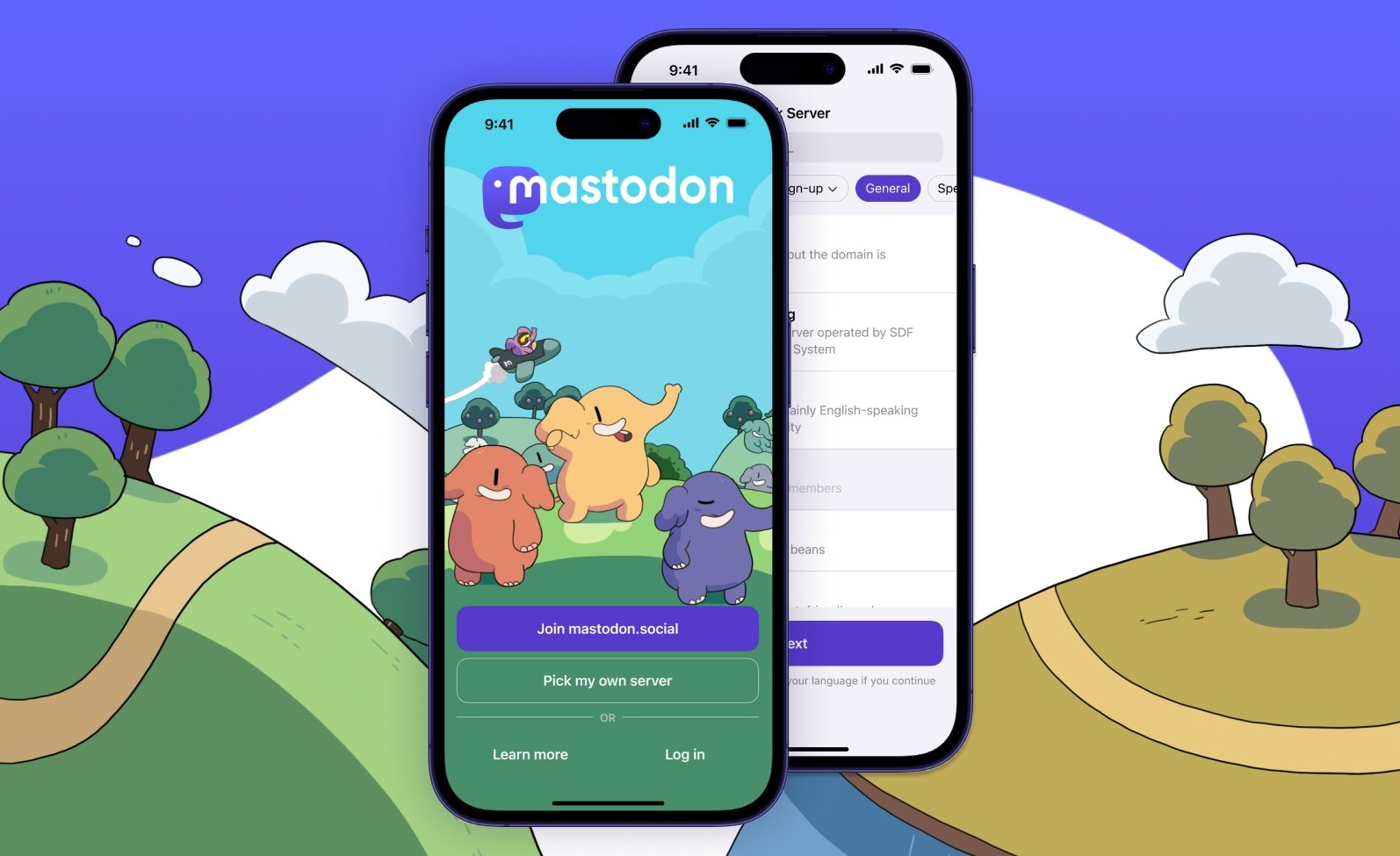 nova interface de registo na app do mastodon