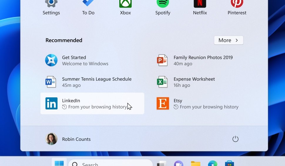 nova funcionalidade do Windows 11 no menu inicial das recomendações