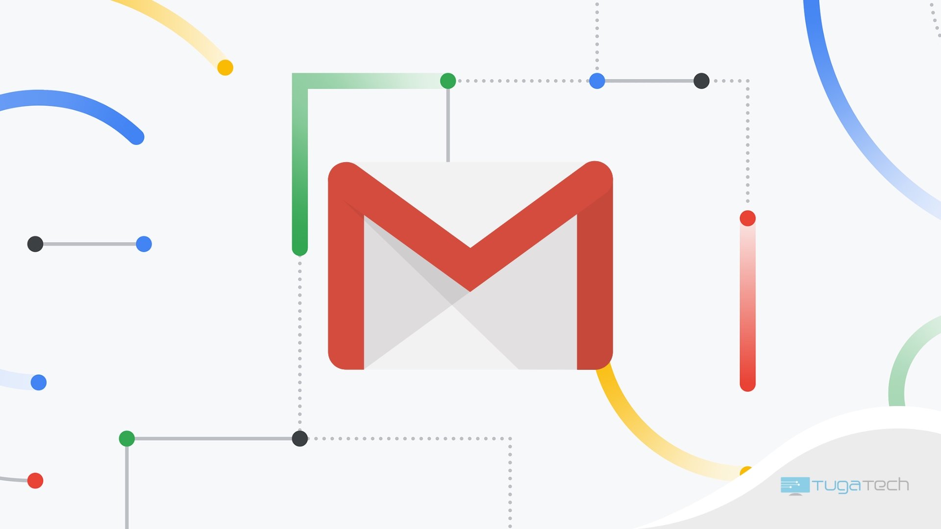 Gmail logo sobre fundo colorido da google