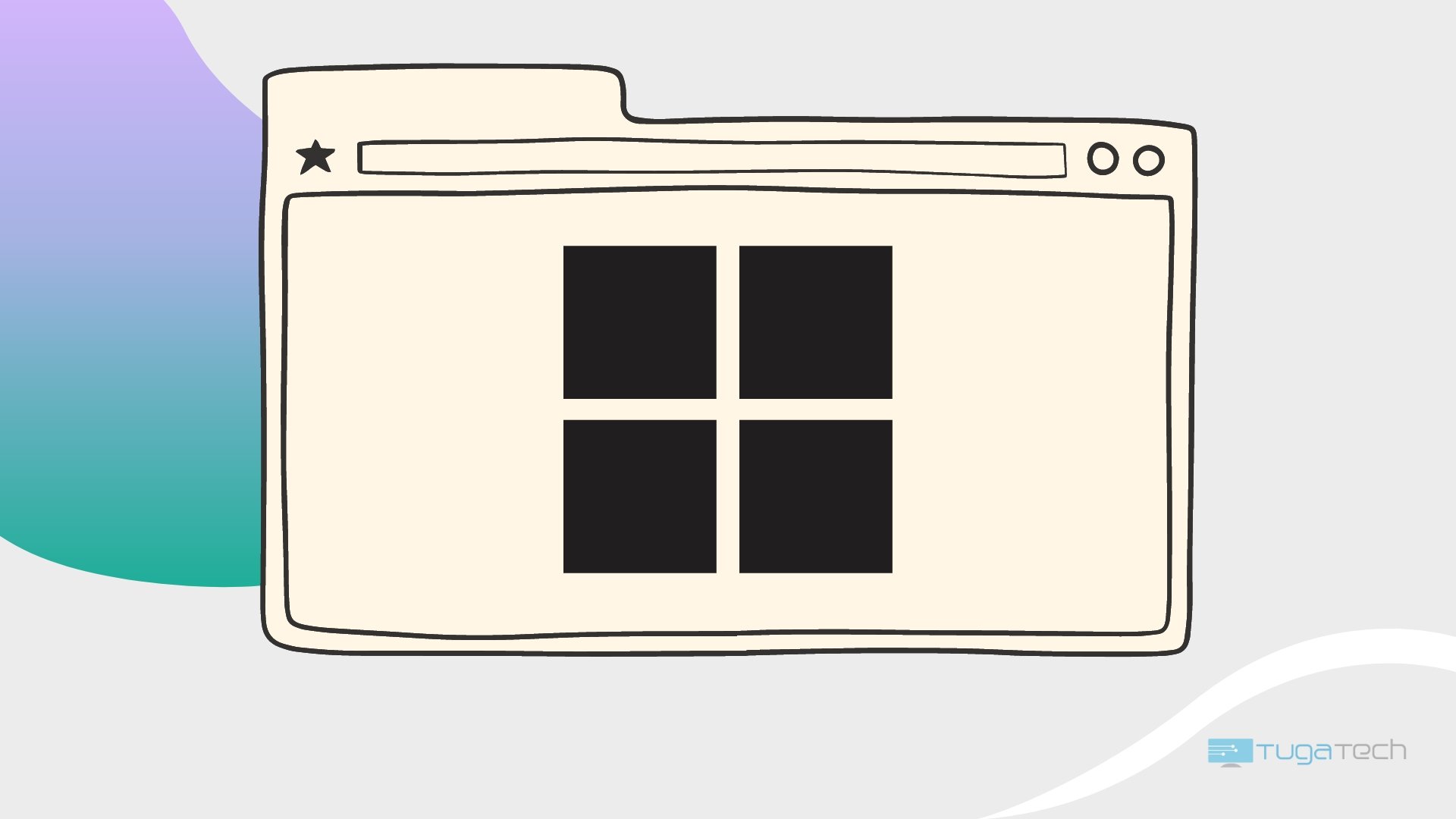 Windows 11 logo sobre uma janela ativa em desenho