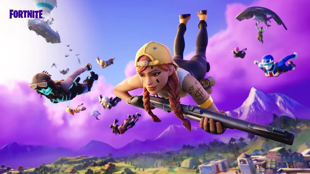 Fortnite jogadores a caírem do ceu