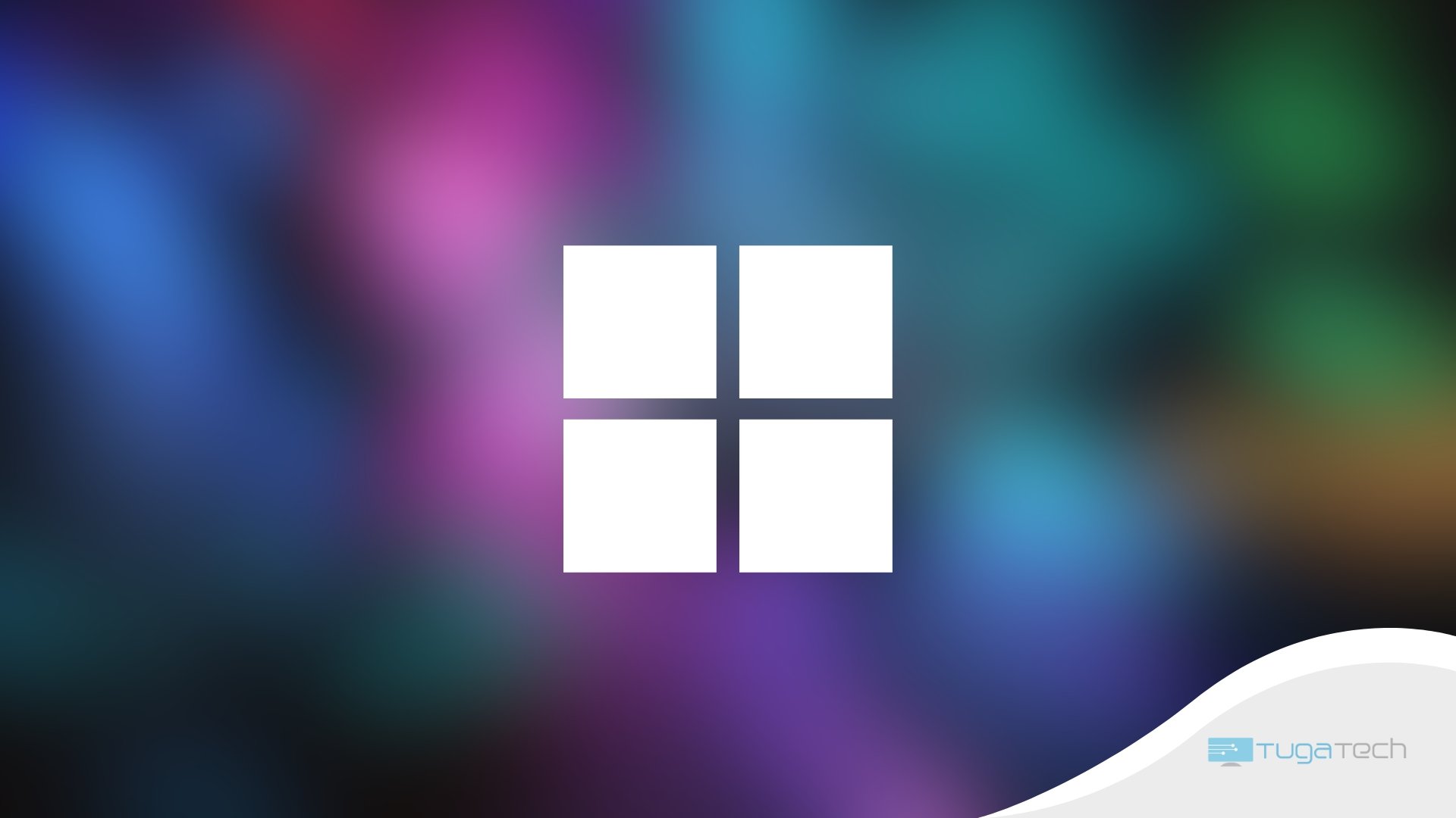 Windows 11 logo sobre fundo colorido