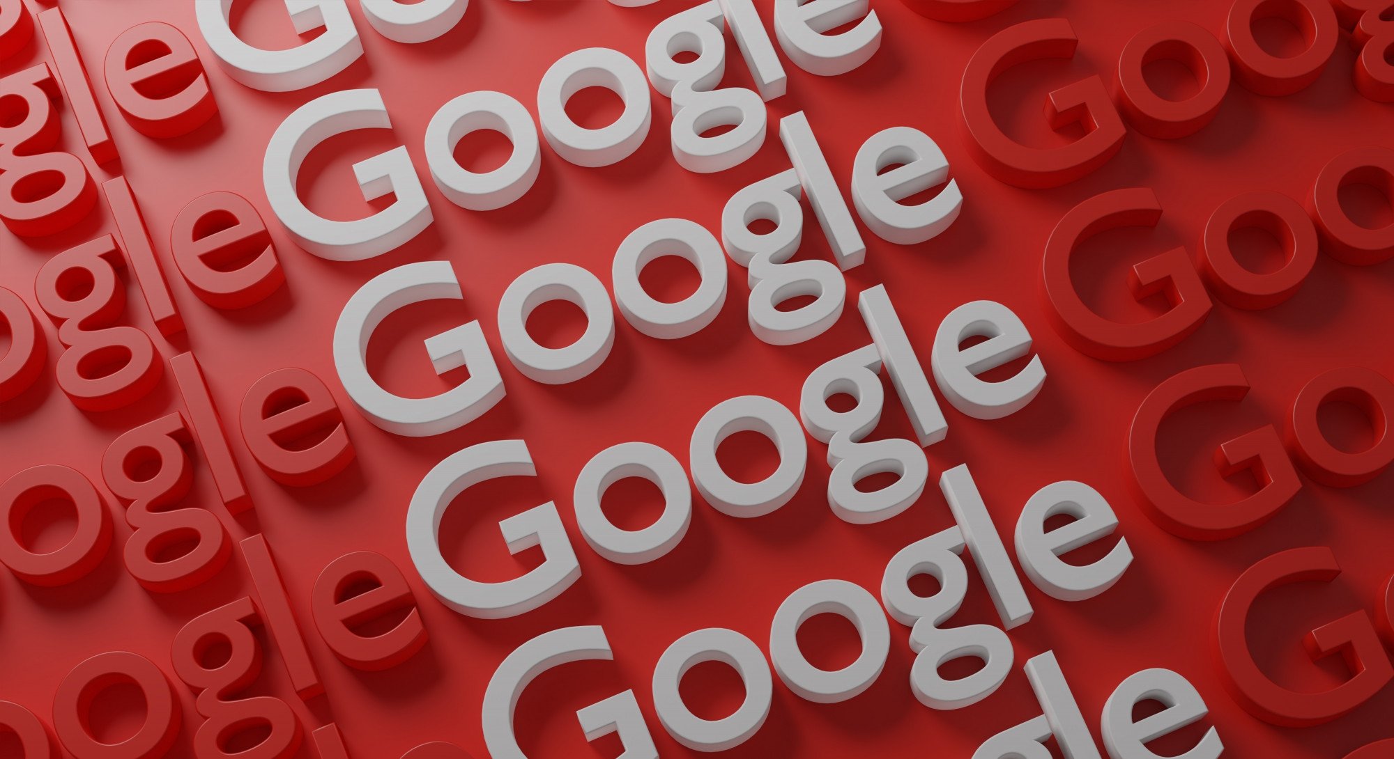 Logo da Google em repetição em fundo vermelho