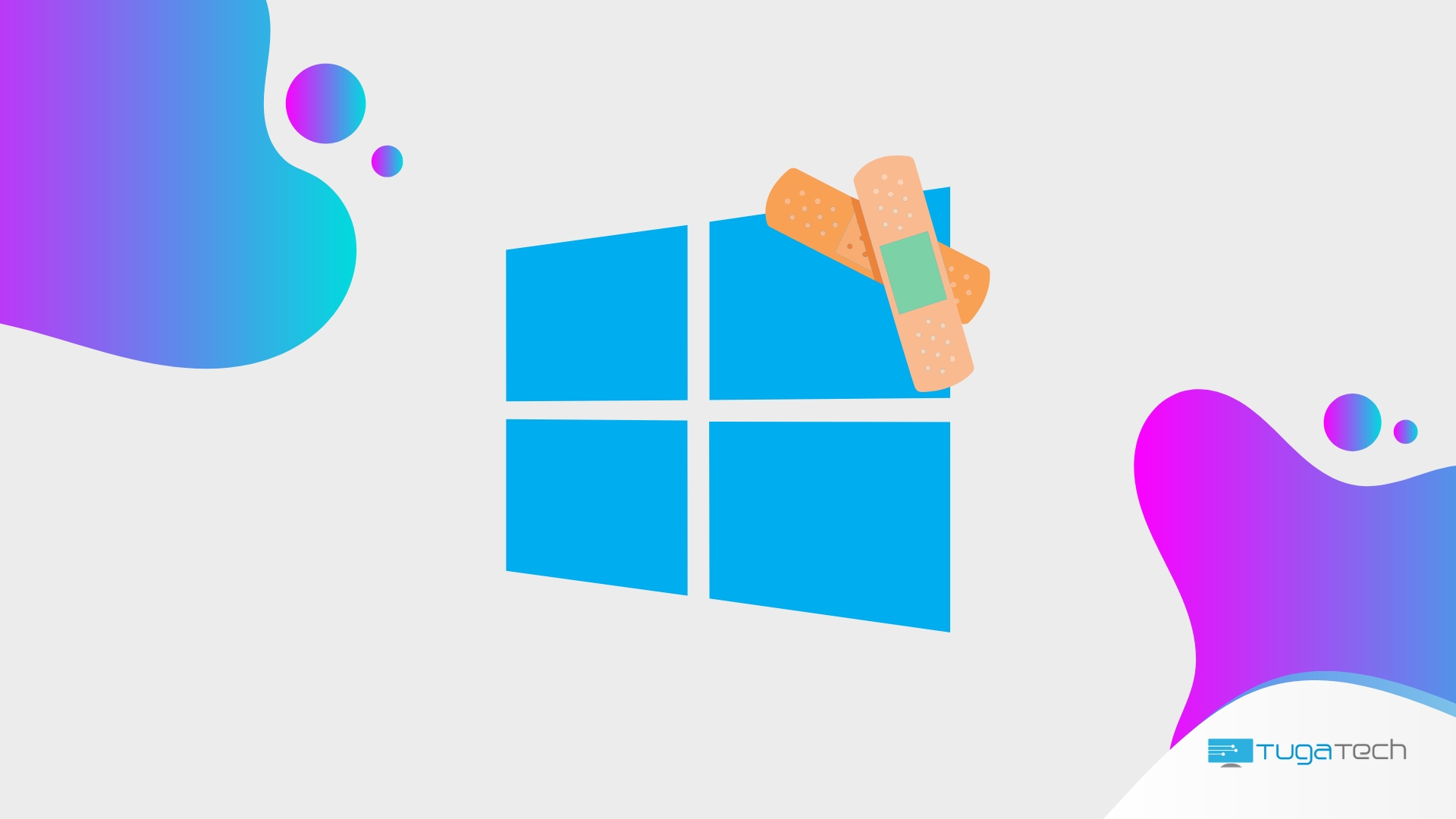 Windows 10 com penso no topo do logo