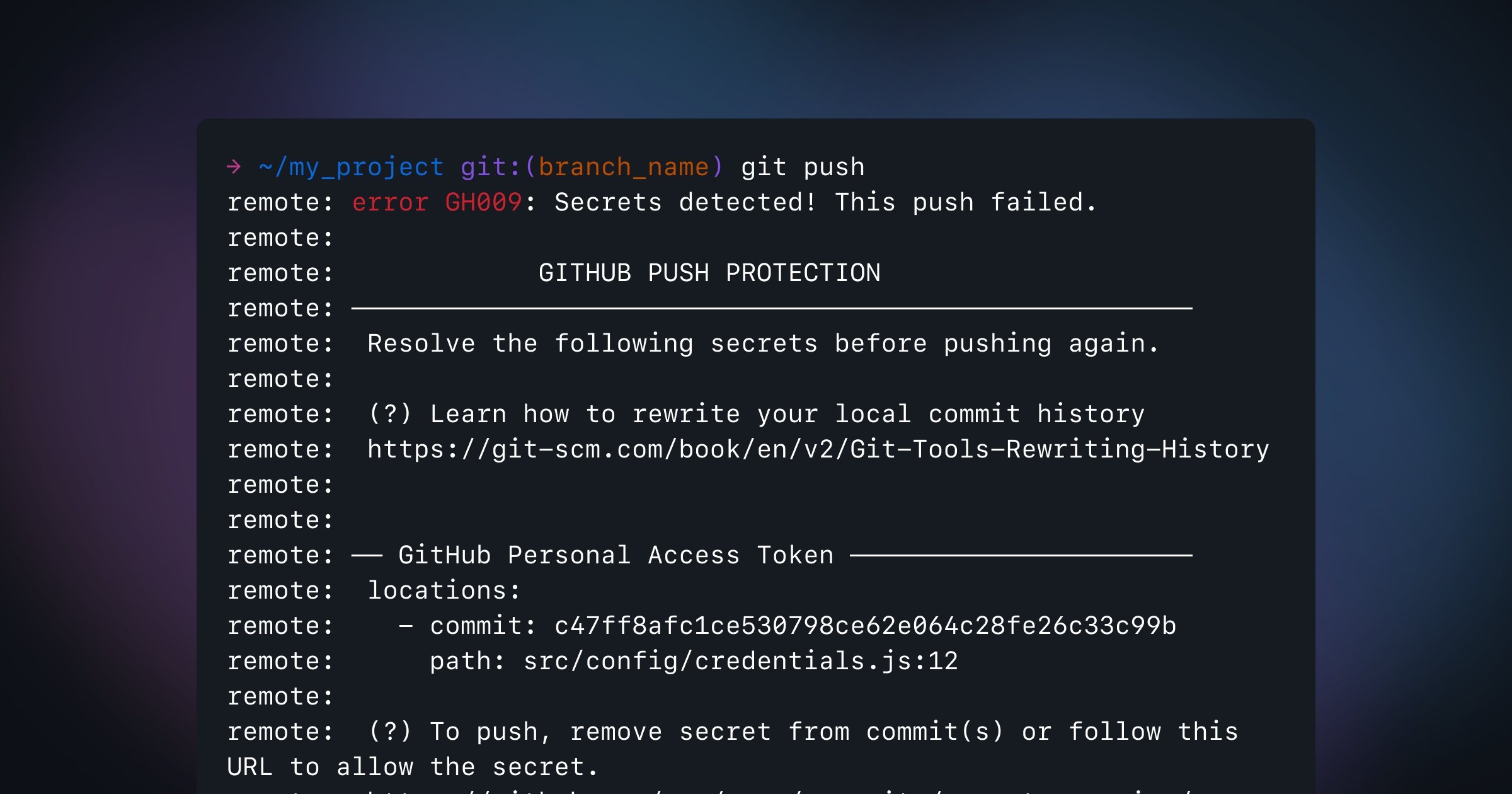 Proteção do GitHub para leak de chaves