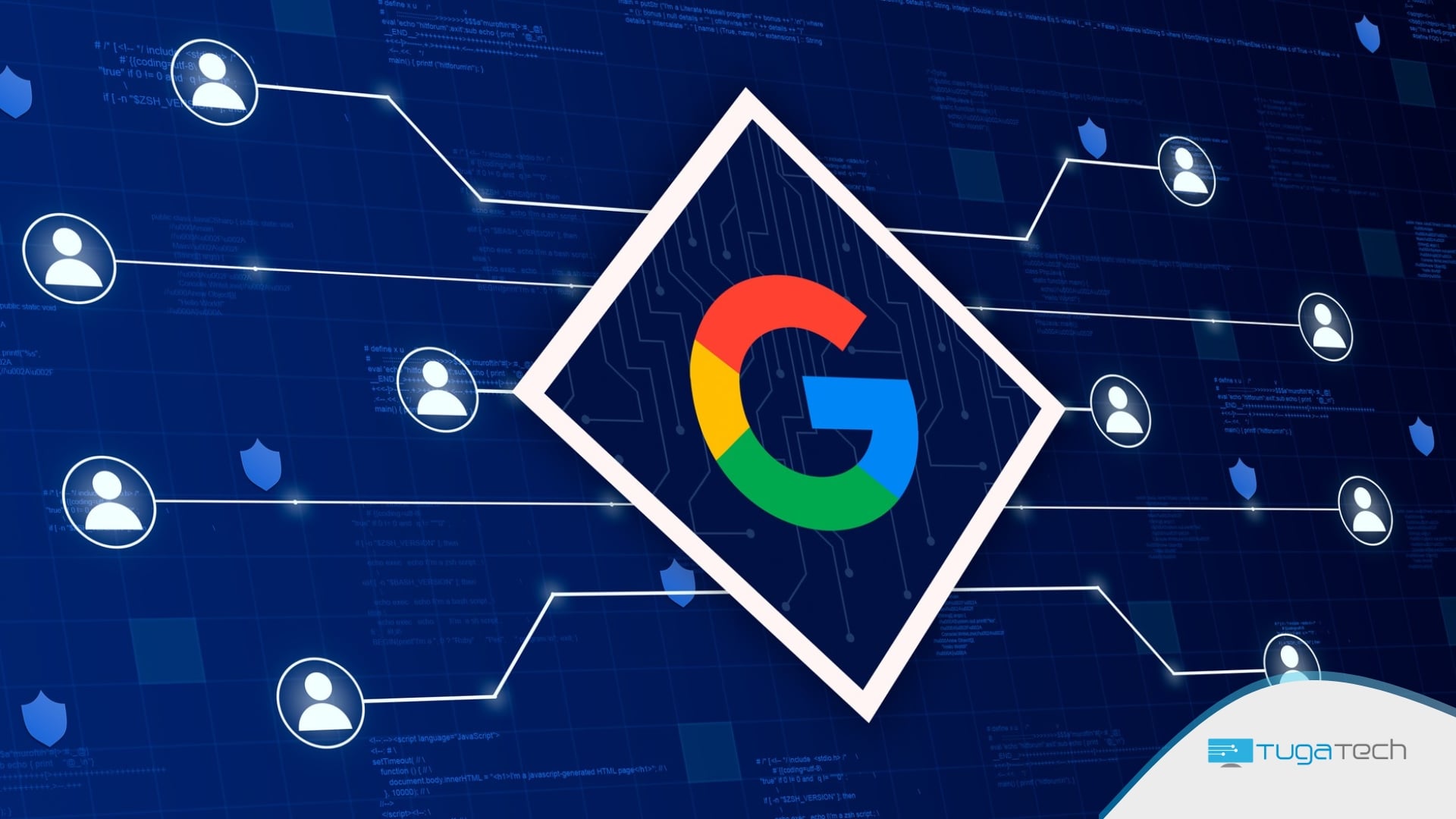 Google com fundo azul