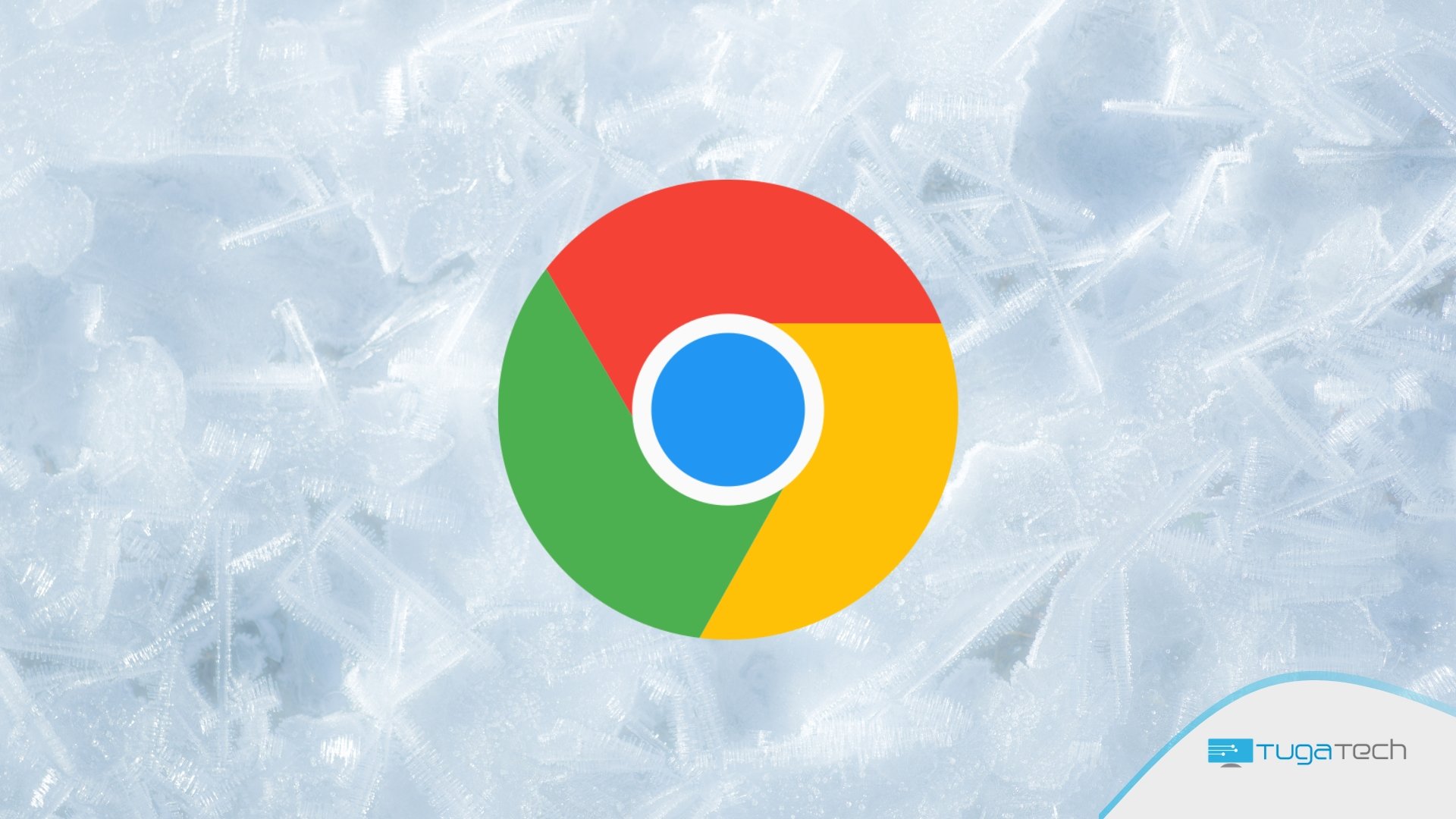 Google Chrome logo sobre fundo congelado