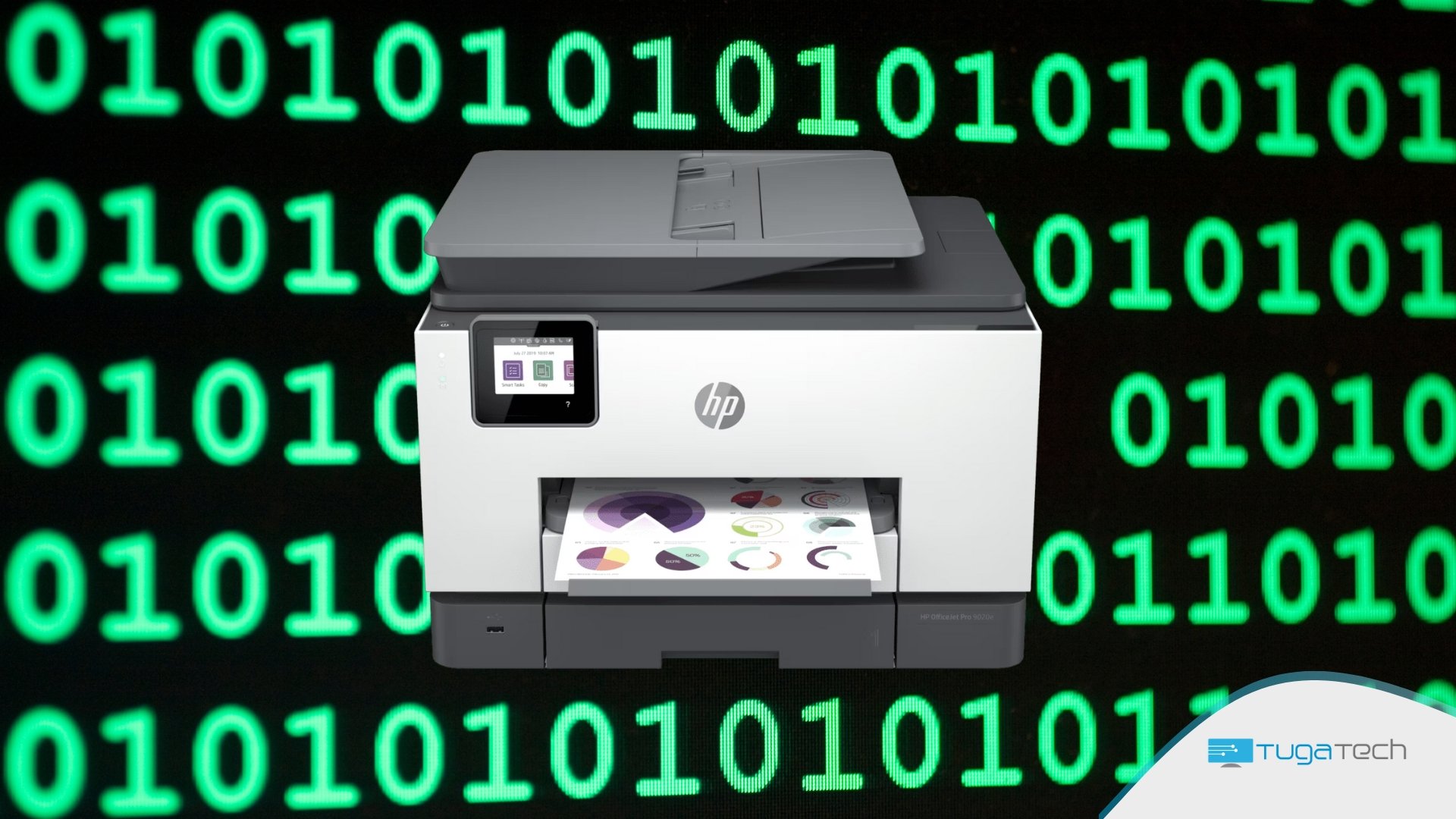 HP OfficeJet 9020e com fundo de erro