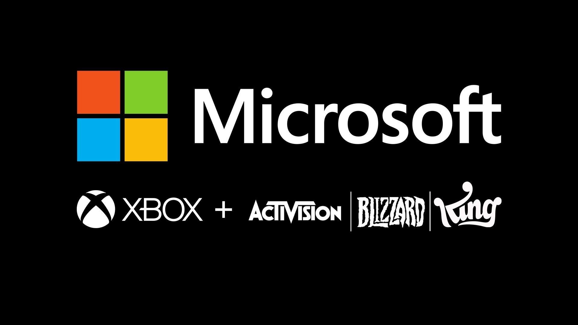 Microsoft e Activision com vários logos dos seus estúdios