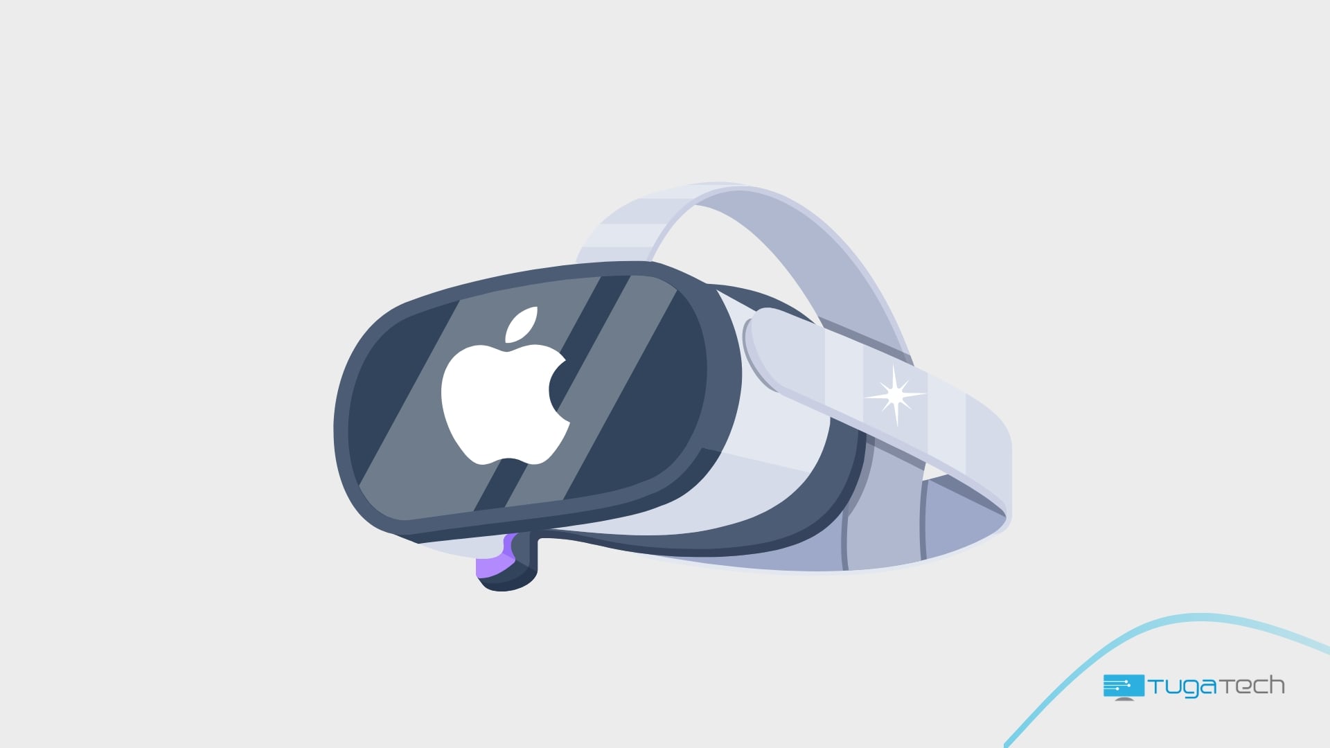 Apple dispositivo de realidade virtual em desenho com logo da Apple