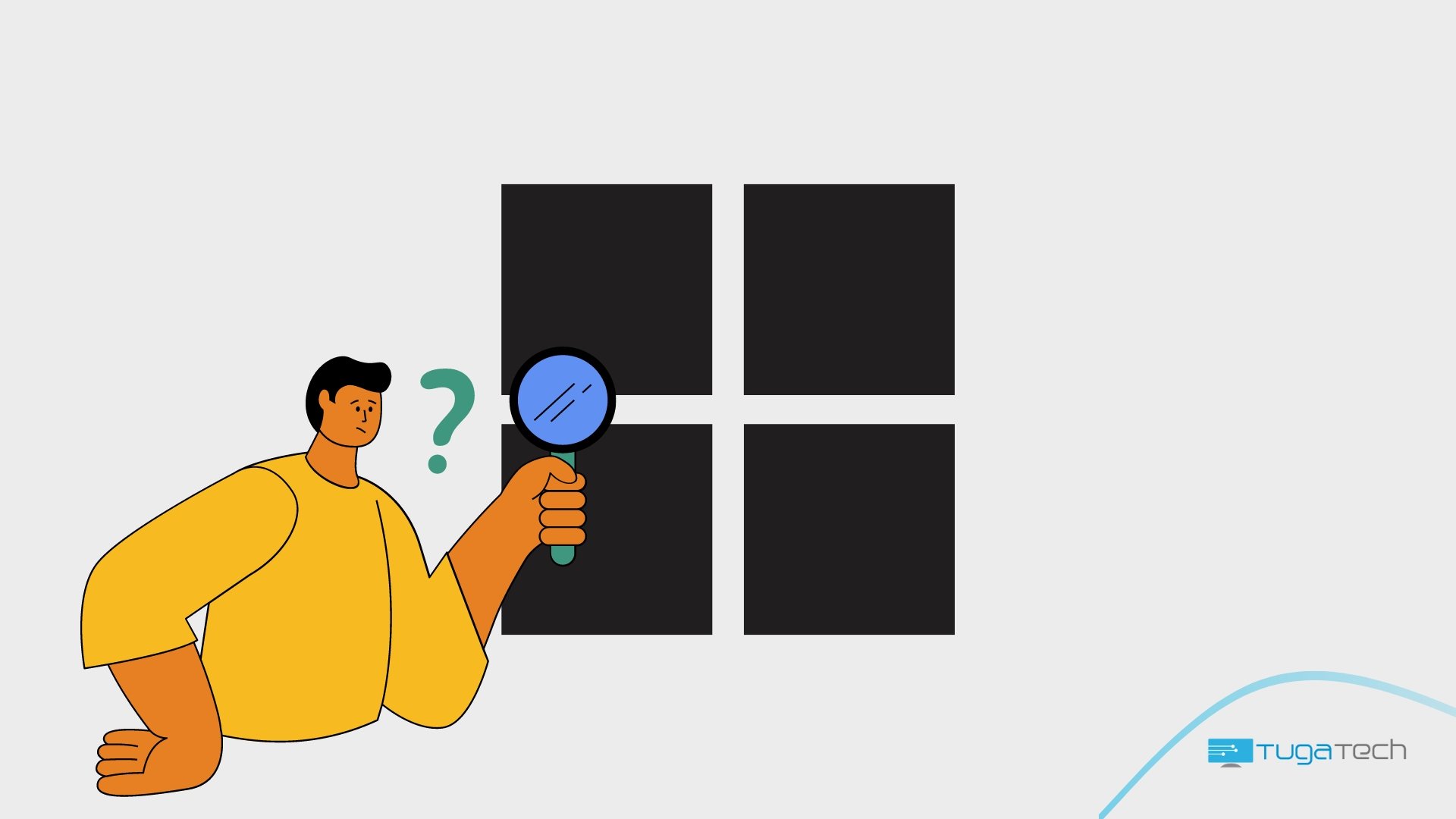 Logo do Windows com pessoa a investigar falha