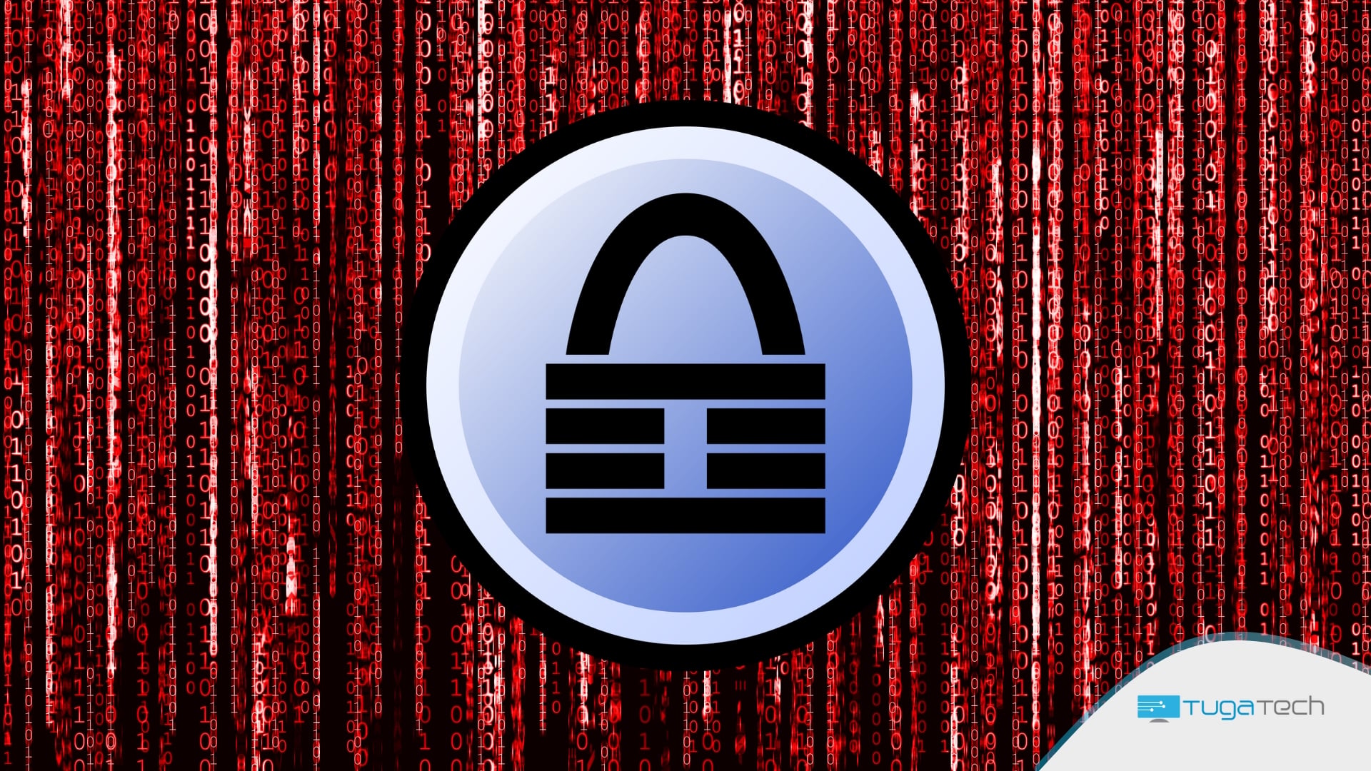 KeePass sobre fundo vermelho de código